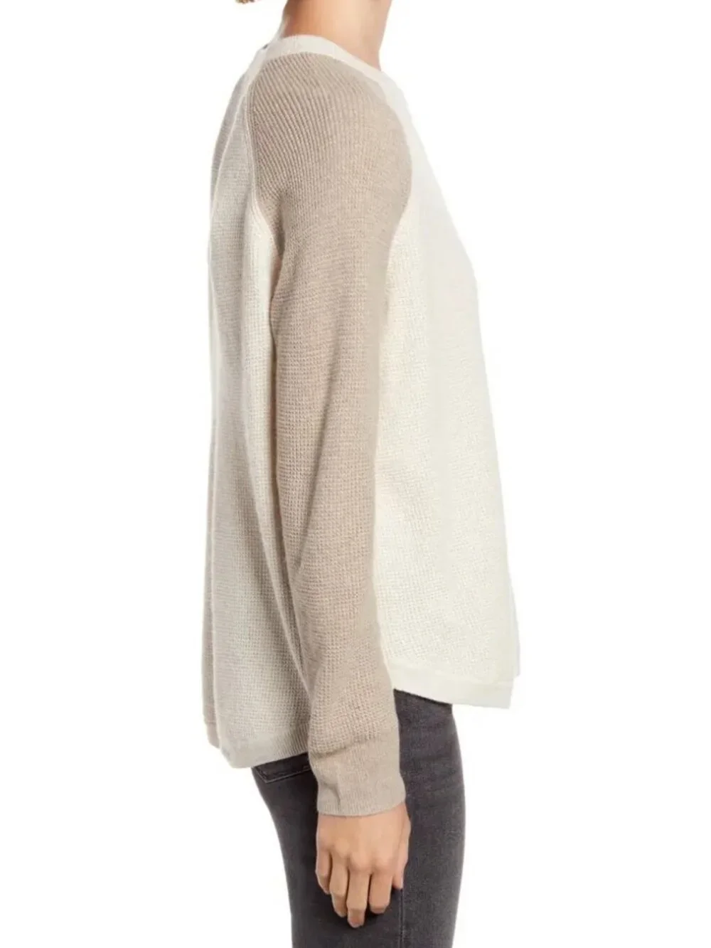 Madewell NWT Jane Waffle Stitch Sweater in Heather Cement size XL
